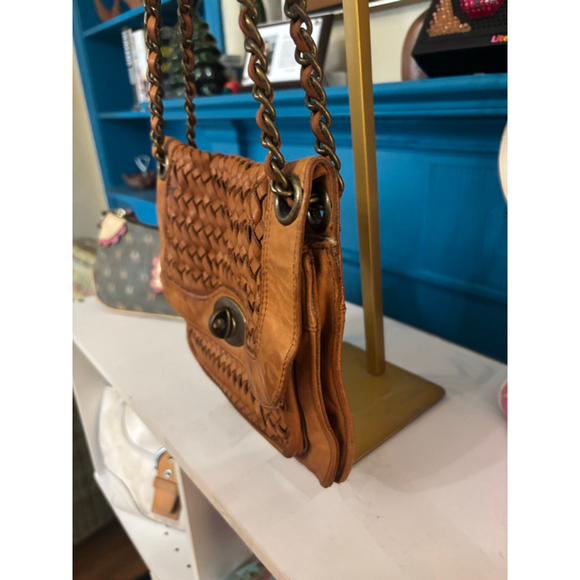 Banana Republic Brown Leather Woven Chain Shoulder Bag - Picture 3 of 8